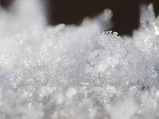 white snow and ice in the forest. winter