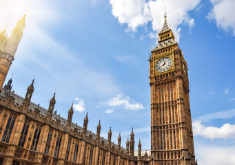 Fototapeta na wymiar Big Ben tower of Westminster palace, London, UK