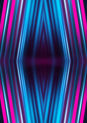 Dark abstract futuristic background. Neon glow, light lines, shapes. UV light.