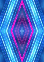 Dark abstract futuristic background. Neon glow, light lines, shapes. UV light.