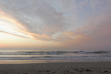 Fototapeta na wymiar seascape bright beautiful winter sunset