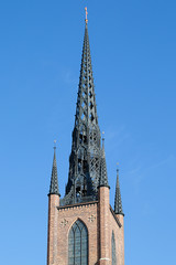 Belfry of Riddarholm church is the church of a former medieval abbey in Stockholm, Sweden