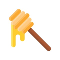 sweets and candy related honey with wooden stick vector in flat design