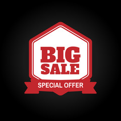 Big sale, color tag. This is the concept of the price list for discounts, for an advertising campaign, advertising marketing, discounts, a unique offer. On a dark background. Vector illustration