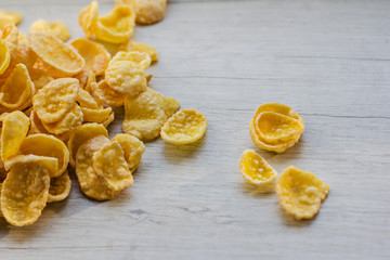 cornflakes in a white plate. breakfast