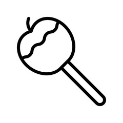 sweets and candy related caramel apple lollipop with ribbon in lineal style