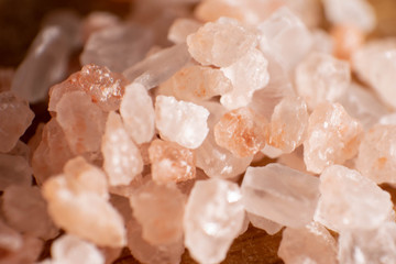 Pink mineral salt closeup background