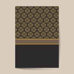 Luxury cover page design with pattern background, antique greeting card, ornate page cover, ornamental pattern template for design