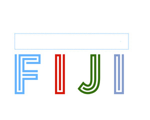 Fiji Logo. Map of Fiji with country name and flag. Captivating vector illustration.