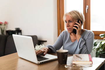 Adult woman in a conference call