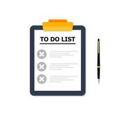 A blue tablet with a list of cases on a white background. The handle is on the right. Business icons are gray.