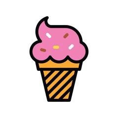 cone ice cream related sweets and candy vector with editable stroke