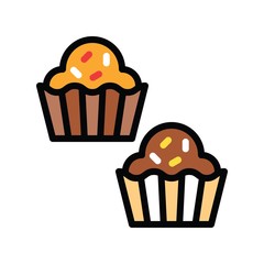 sweets and candy related cupcakes vector with editable stroke