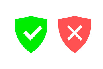 Two protective shields are trimmed against a white background. One open another closed. Green and red objects.