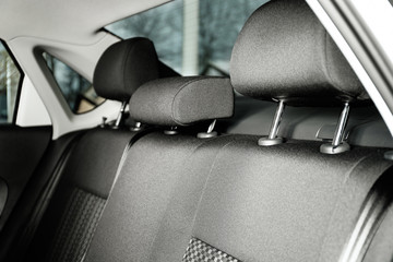 Modern car interior with comfortable grey seats
