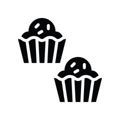 sweets and candy related cupcakes vector in solid design