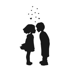 Silhouettes of a boy and a girl. Loving boy and girl. Kisses to lovers. loving. Linear vector illustration of people.