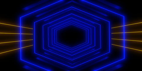 Fototapeta premium 3D abstract background with neon lights. neon tunnel.3d illustration