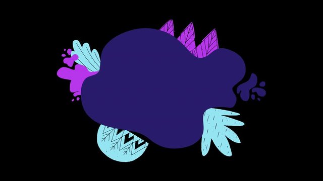 4k motion graphic of light blue, vibrant and amaranth purple paint blobs. Wavy colourful shapes and geometric doodles for creative moving backdrop. Ultra HD footage with liquid forms and copy space
