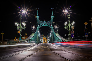 Fototapeta na wymiar Liberty bridge in Budapest at night