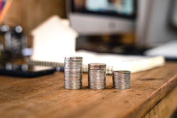 Money growing concept-Money and income graph drawing On Home office desk