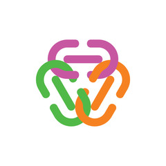 chain linked colorful triangle logo vector
