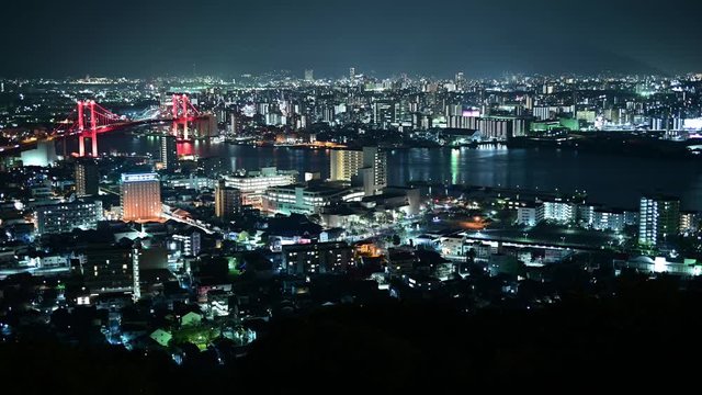 高塔山展望台から見る都市夜景４Ｋタイムラプス