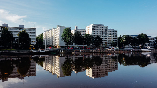 Morning Aurajoki River In Turku, Finland