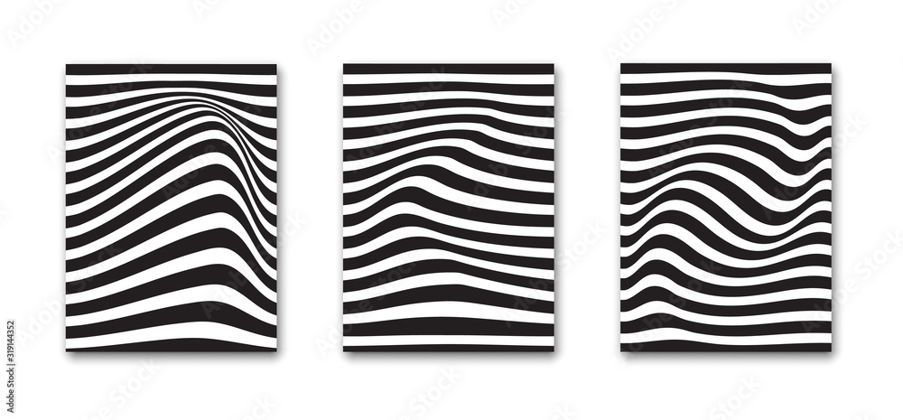 Poster Abstract design with optical illusion stripe pattern.