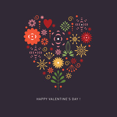 floral heart, valentine's day card design