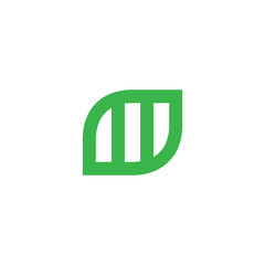 letter m symbol green nature geometric design logo vector