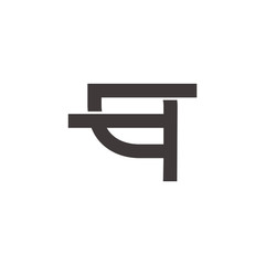 letter qt symbol simple geometric line logo vector