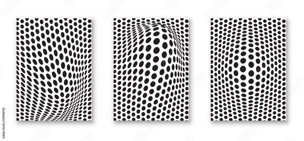 Poster Abstract design with optical illusion circle pattern.