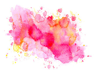 splash brush pink watercolor on paper.