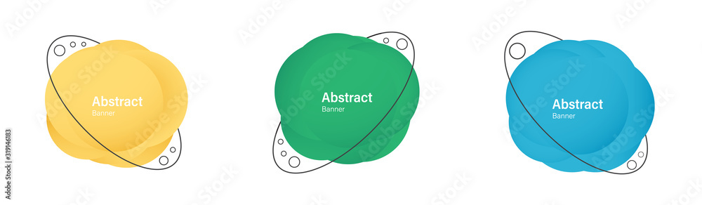 Poster set of circle shapes. abstract liquid elements.