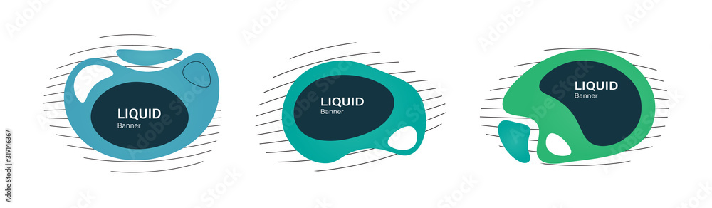 Poster set of amoeba shapes. abstract liquid elements.