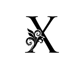 Elegant X Letter Swirl Logo. Black X With Classy Leaves Shape design perfect for fashion, Jewelry, Beauty Salon, Cosmetics, Spa, Hotel and Restaurant Logo. 