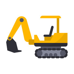excavator isolated flat color icon