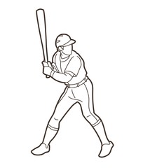 Naklejka premium Baseball player action cartoon sport graphic vector.