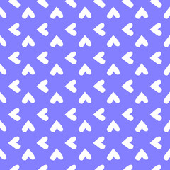 Simple hearts seamless vector pattern. Valentines day background. Design endless chaotic texture made of heart silhouettes.