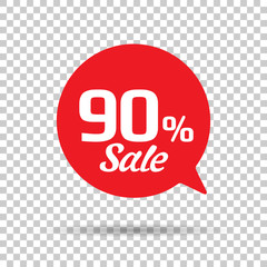 Special offer sale red tag. This is the concept of the price list for discounts, of an advertising campaign, advertising marketing sales, a 90% off discount, a unique offer. Vector illustration.