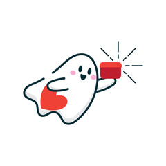 cute ghost cartoon love vector illustration