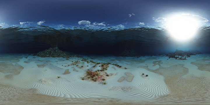 360 Grad Panorama mit einer Unterwasserlandschaft