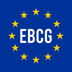 EBCG, European Border and Coast Guard sign illustration with the European flag