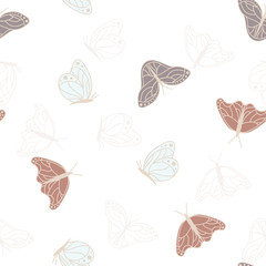 Vector Monarch Butterflies in Soft Pastel Colors seamless pattern background.