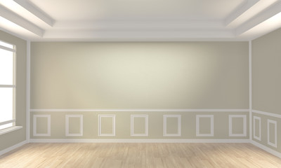 Empty white room interior design. 3D rendering