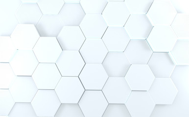 futuristic concept hexagon white abstract showcase. 3D rendering