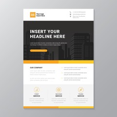 A4 modern elegant business template flayer poster pamphlet brochure with space for photo background in orange, black, grey and white color cmyk ready to print vector editable layer