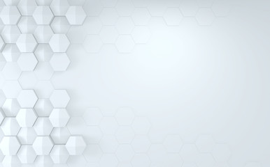 futuristic concept hexagon white abstract showcase. 3D rendering