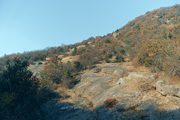 Concrete pillar marking on the top  of the mountain